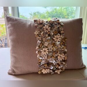 SMITH Tan and Cream Accent Pillow with Textured Embellishments